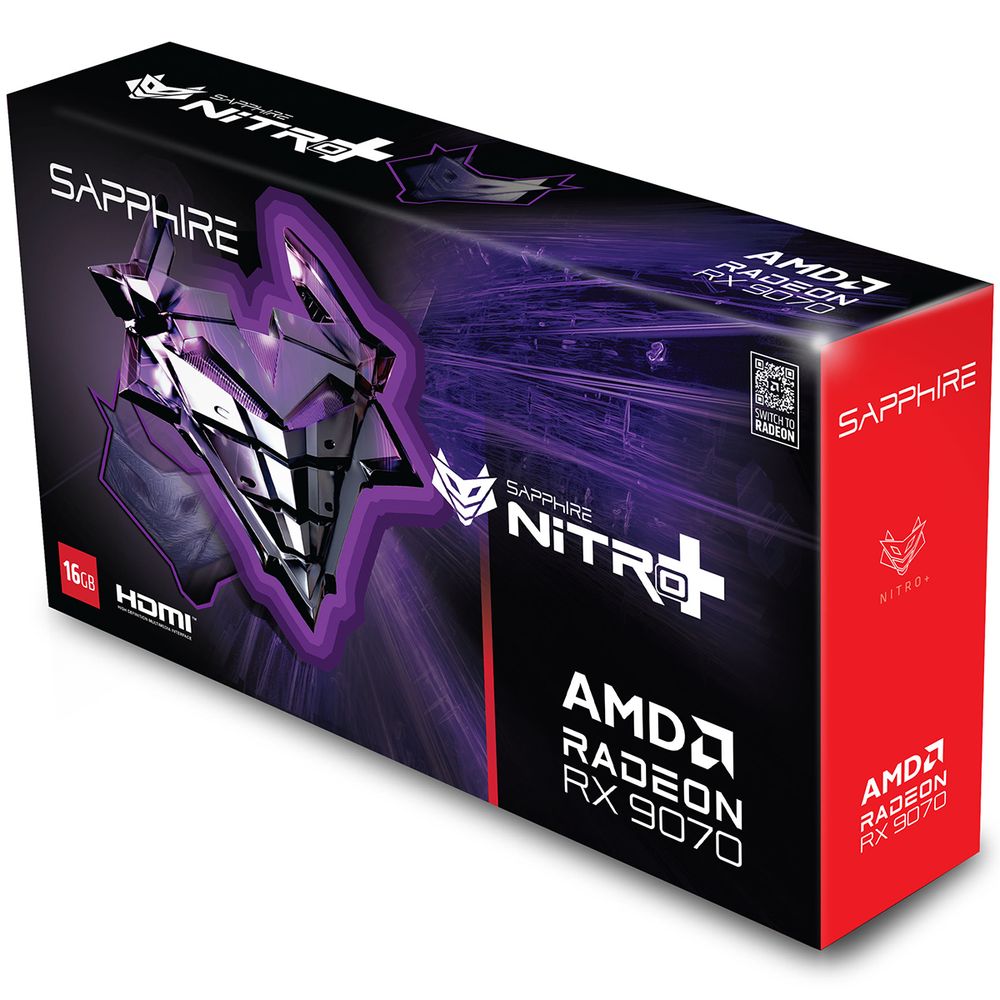 Видеокарта Sapphire RX9070 NITRO+ OC 16GB GDDR6 256bit 2xDP 2xHDMI 3FAN RTL