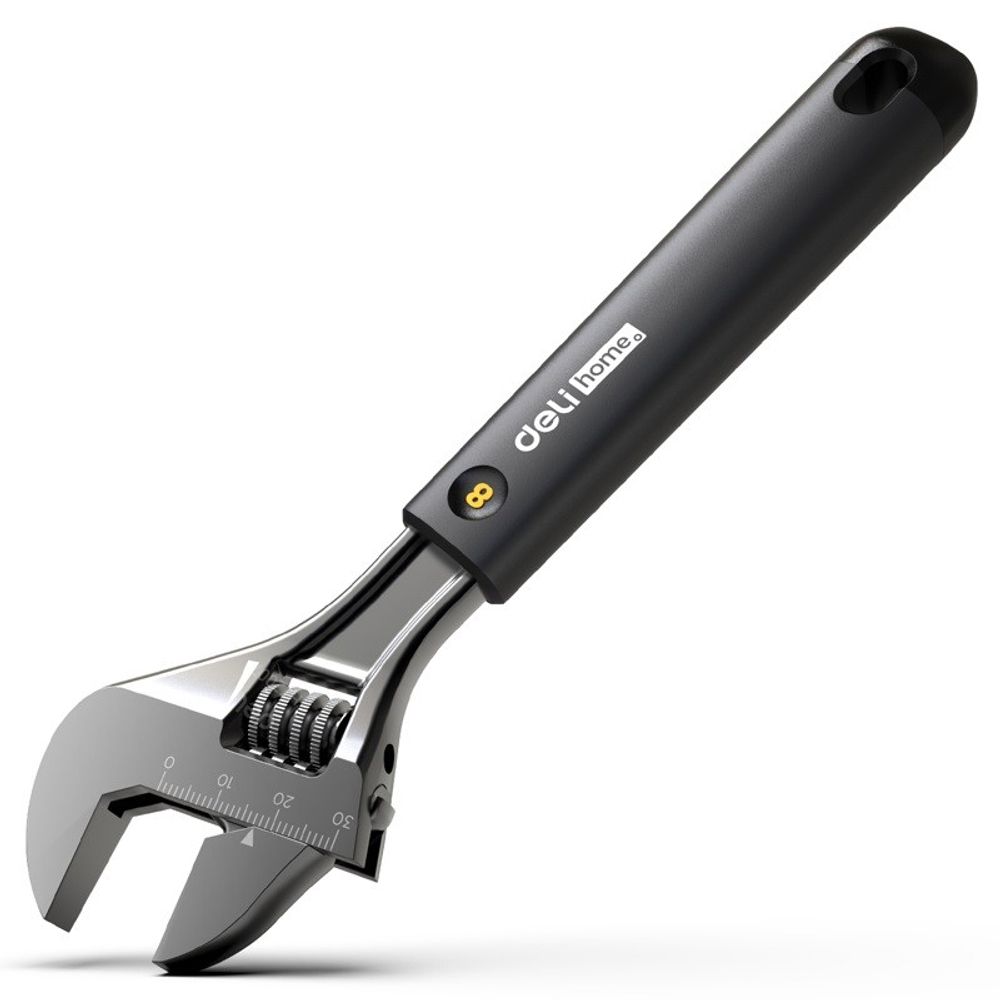 Разводной ключ "Home Series Black" Deli HT1508  200мм, эксклюзивный дизайн, рукоятка из высококачественного софттач пластика Bad Pack