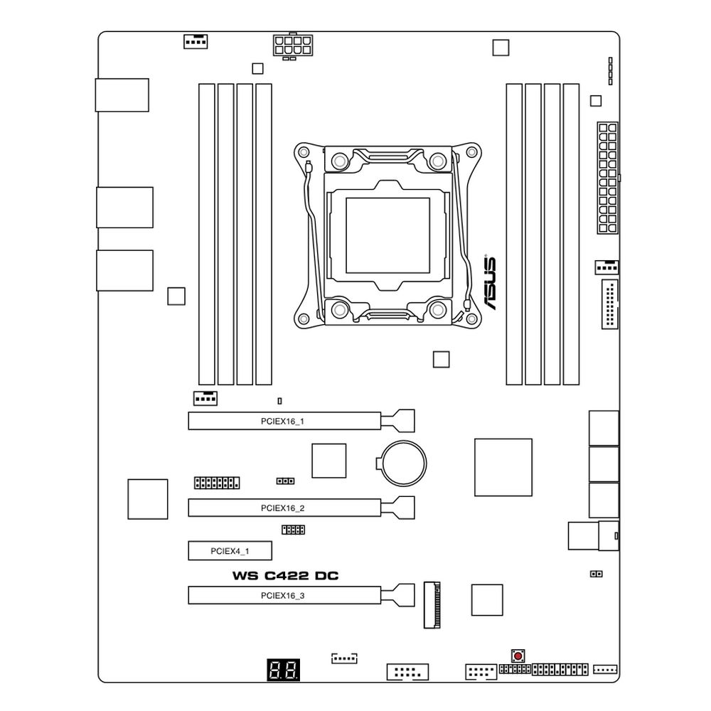 Материнская плата ASUS WS C422 DC, LGA2066, Intel C422, 8xDDR4, 6xSATA, 1xM.2 (PCIe x4/SATA), 3xPCIe 3.0 x16, 1xPCIe 3.0 x4, 1xVGA, 1xAspeed AST2510 (64MB SidePort), 1xLAN 1Gb, 4xUSB-A 5Gbps, 4xUSB-A 2.0, ATX