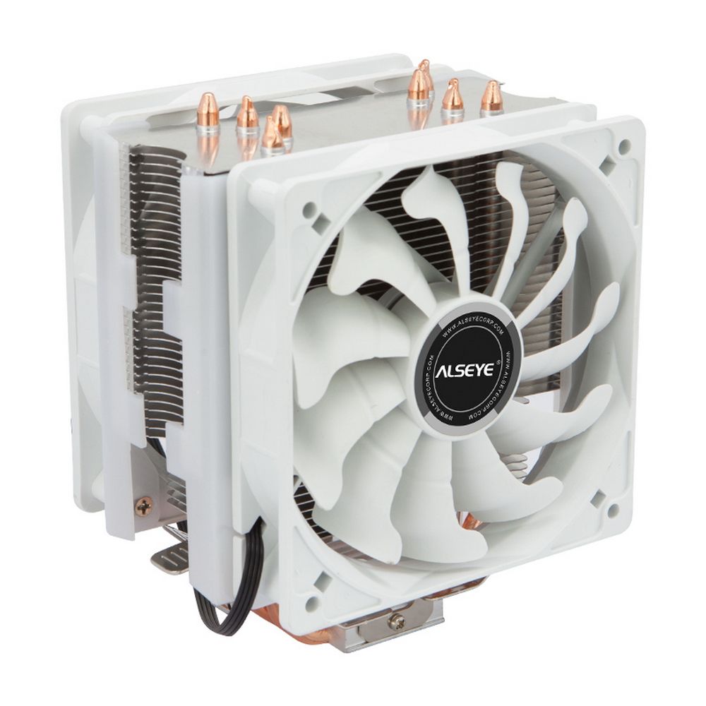 Вентилятор ALSEYE S120D-W Universal, TDP 135W, 2x120FAN, 4 heat pipe, WHITE, PWM, RTL{20} (874265)