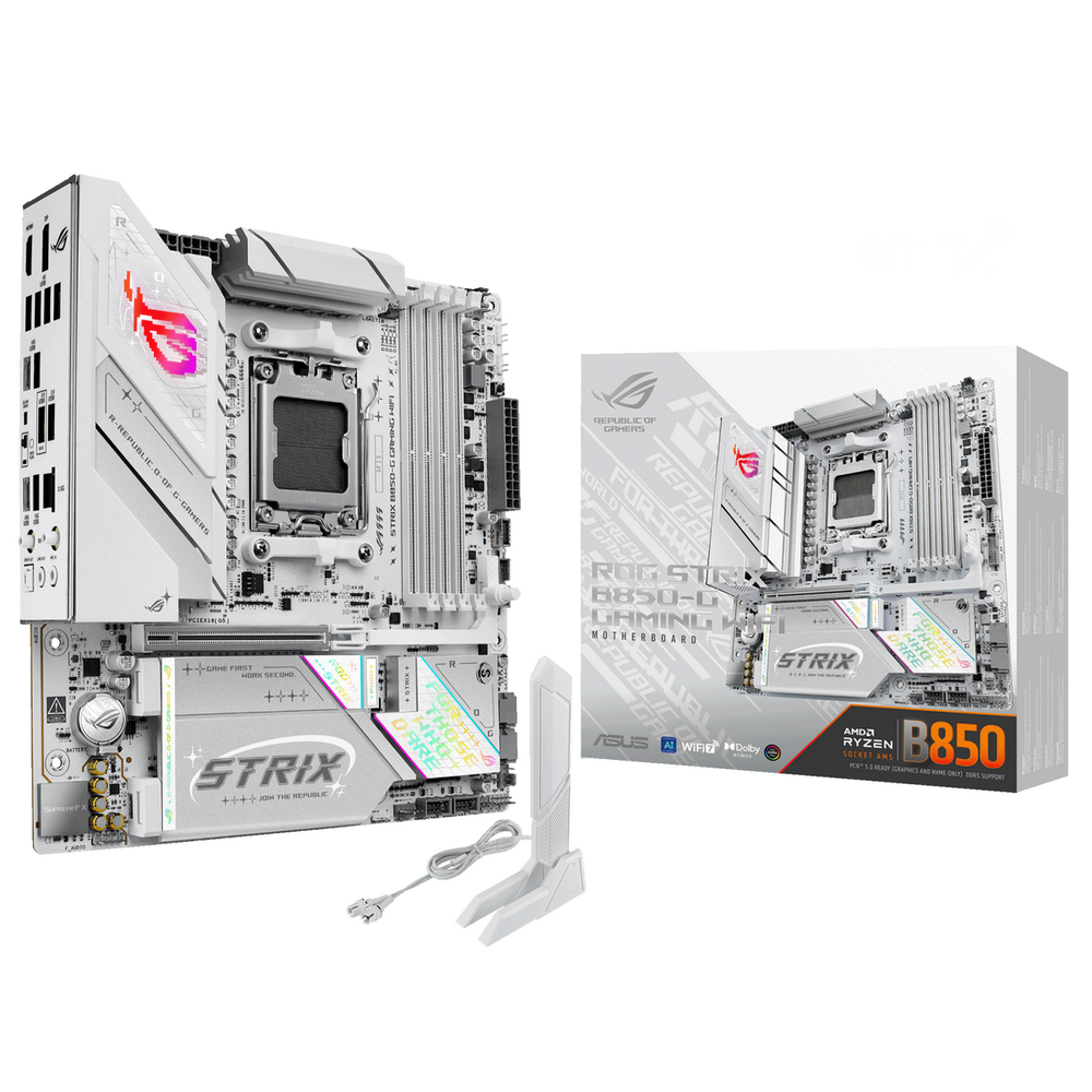 ASUS ROG STRIX B850-G GAMING WIFI, AM5, B850, 4*DDR5, 2*SATA, 4*M.2, 6*USB 3.2, 2*USB 2.0, Type-C, 2*PCIx16, DP+HDMI, ATX; 90MB1M30-M0EAY0