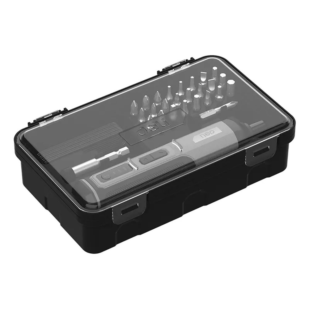 Отвертка аккумуляторная Deli Bad Pack DC161 (4В, 2А*ч, 5Нм, 300об/мин, Type-C, набор бит 24 шт, кейс)