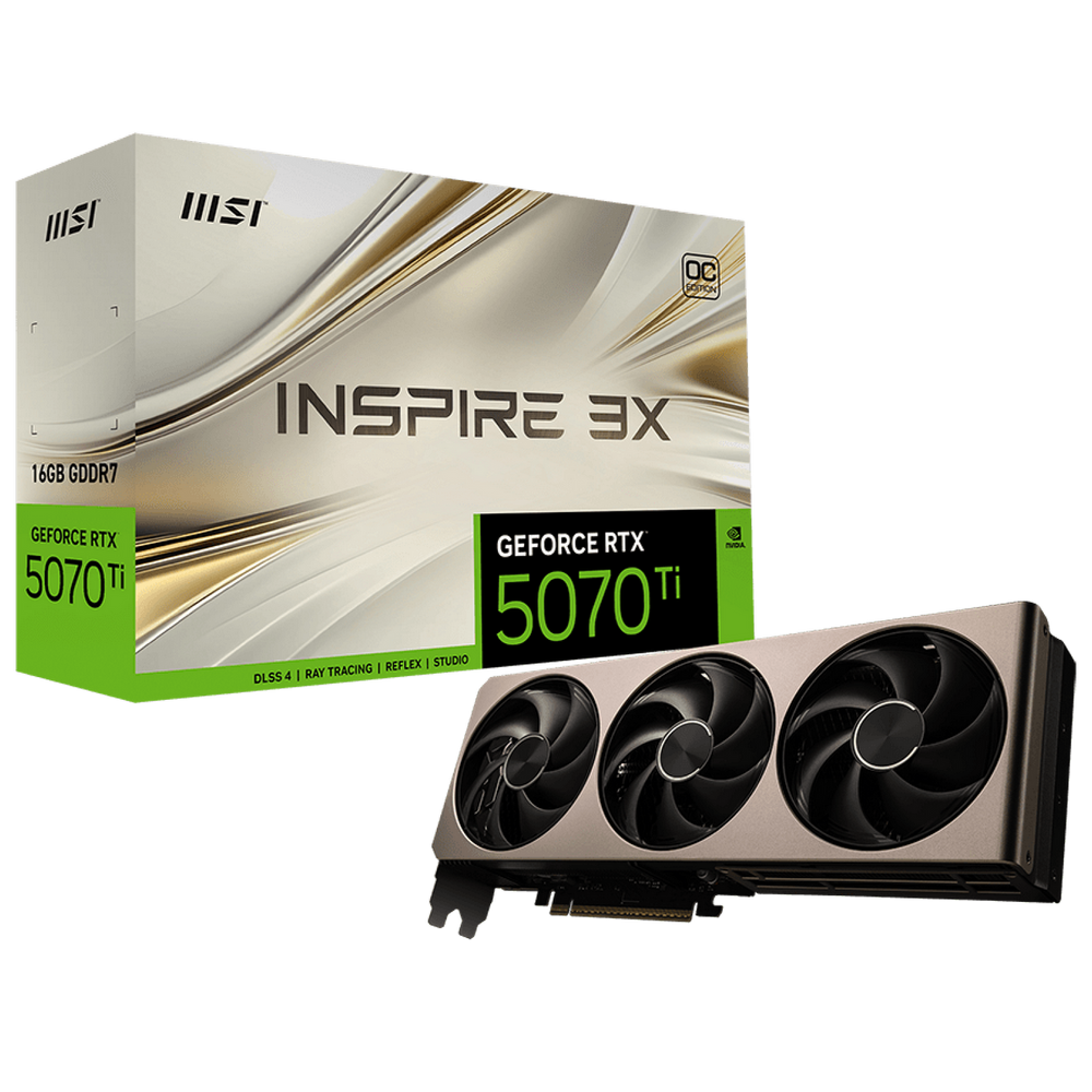 Видеокарта MSI GeForce RTX 5070 Ti 16G INSPIRE 3X OC RTX5070TI 16Gb 256bit GDDR7 2482/28000 HDMIx1 DPx3 HDCP