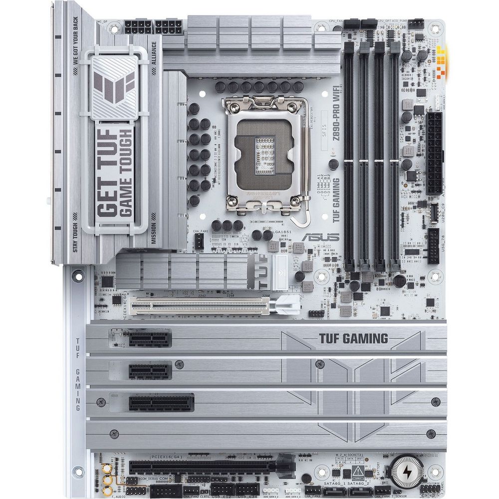 Материнская плата ASUS TUF GAMING Z890-PRO WIFI, LGA1851, Intel Z890, 4xDDR5, 4xSATA, 4xM.2, 1xPCIe 5.0 x16, DisplayPort, HDMI, USB Type-C, 1x2.5Gb LAN, Thunderbolt, 5x3.5 мм, 7.1, ATX