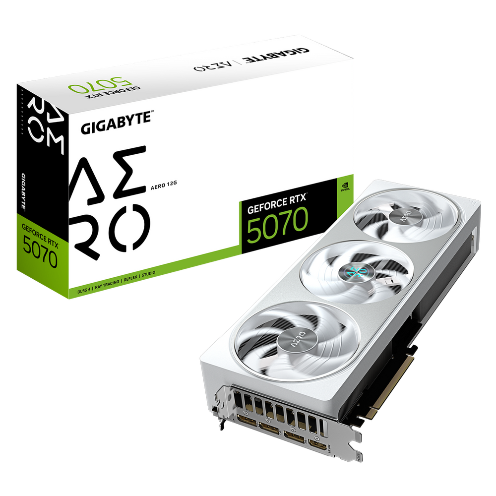 GV-N5070AERO-12GD Gigabyte Видеокарта Gigabyte RTX5070 AERO 12GB GDDR7 192bit 3xDP HDMI 3FAN RTL