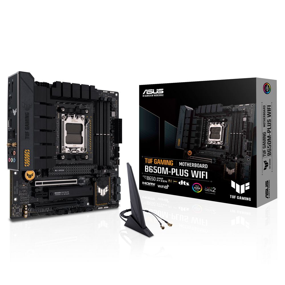 Материнская плата ASUS TUF GAMING B650M-PLUS WIFI AM5 mATX 4xDDR5 2xPCIEx16 PCIEx1 2xM.2 USB-C DP HDMI 2.5GLAN Wi-Fi 6 (90MB1BF0-M0EAY0) (912118)