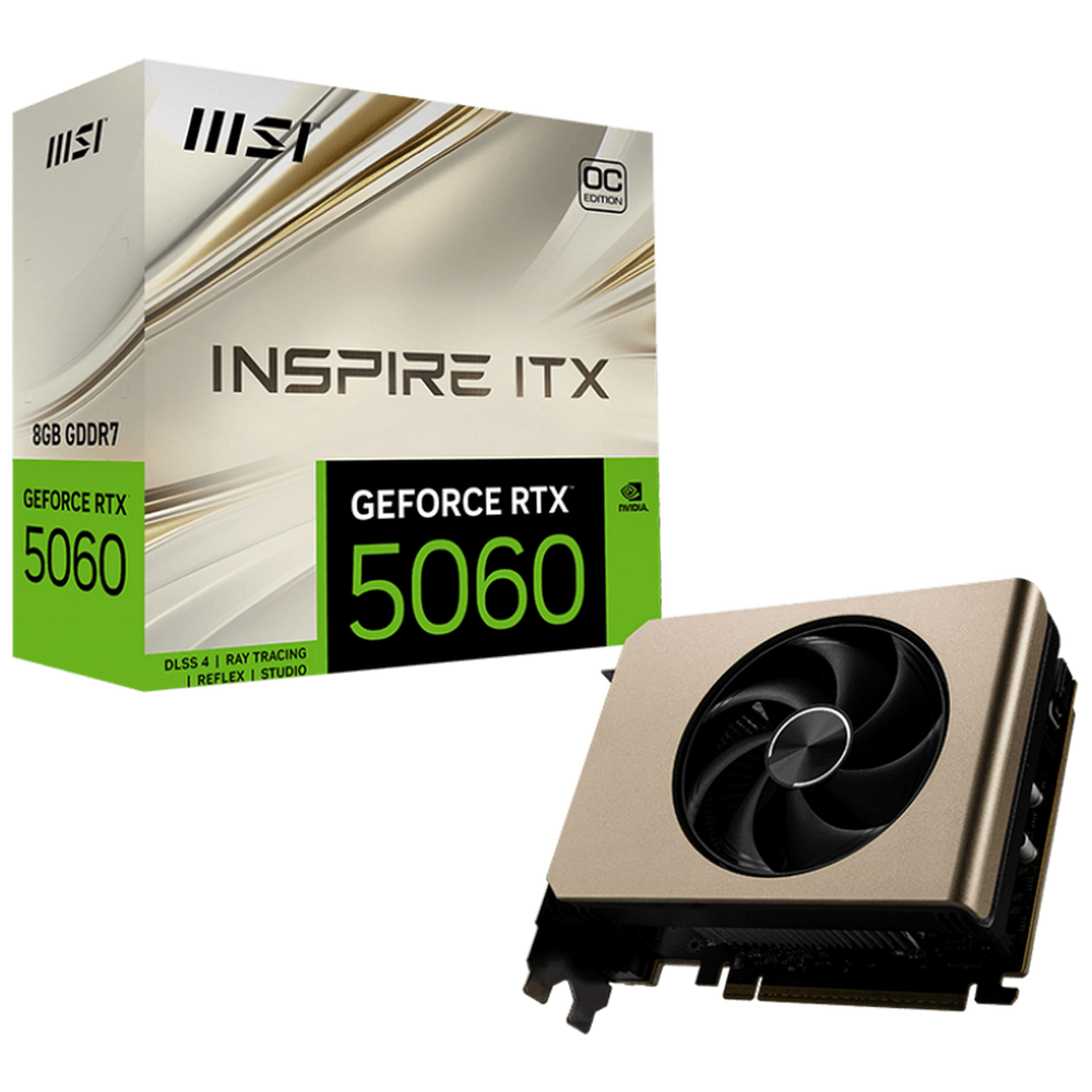 Видеокарта MSI Bad Pack RTX5060 INSPIRE ITX OC 8GB GDDR7 128bit 3xDP HDMI 1FAN RTL bp