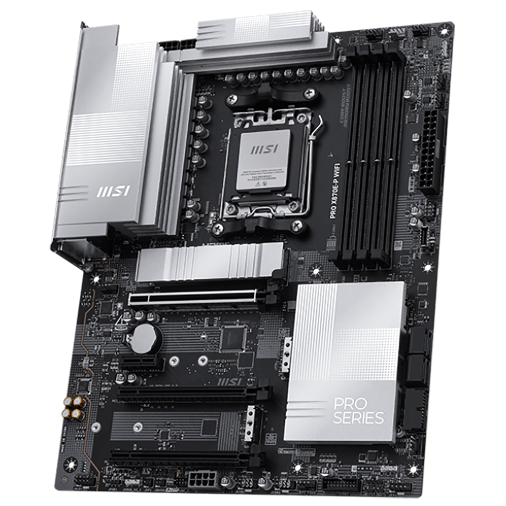 Материнская плата MSI PRO X870E-P WIFI X870E, AM5, 4*DDR5, 3*PCIEx16, 1*PCIEx1, 3*M.2, 2*TypeC, 2*USB3.2Gen2, 6*USB3.2Gen1, 10*USB2.0, 4*SATA3.0, 5G, Type-C(DP), HDMI, ATX, RTL