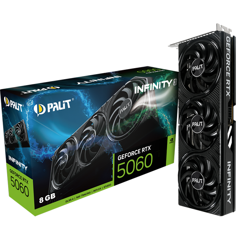 Palit GeForce RTX 5060 Infinity 3 8G 2497MHz PCI-E 5.0 8192MB 28000MHz 128 bit 1xHDMI 3xDisplayPort HDCP NE75060019P1-GB2063S