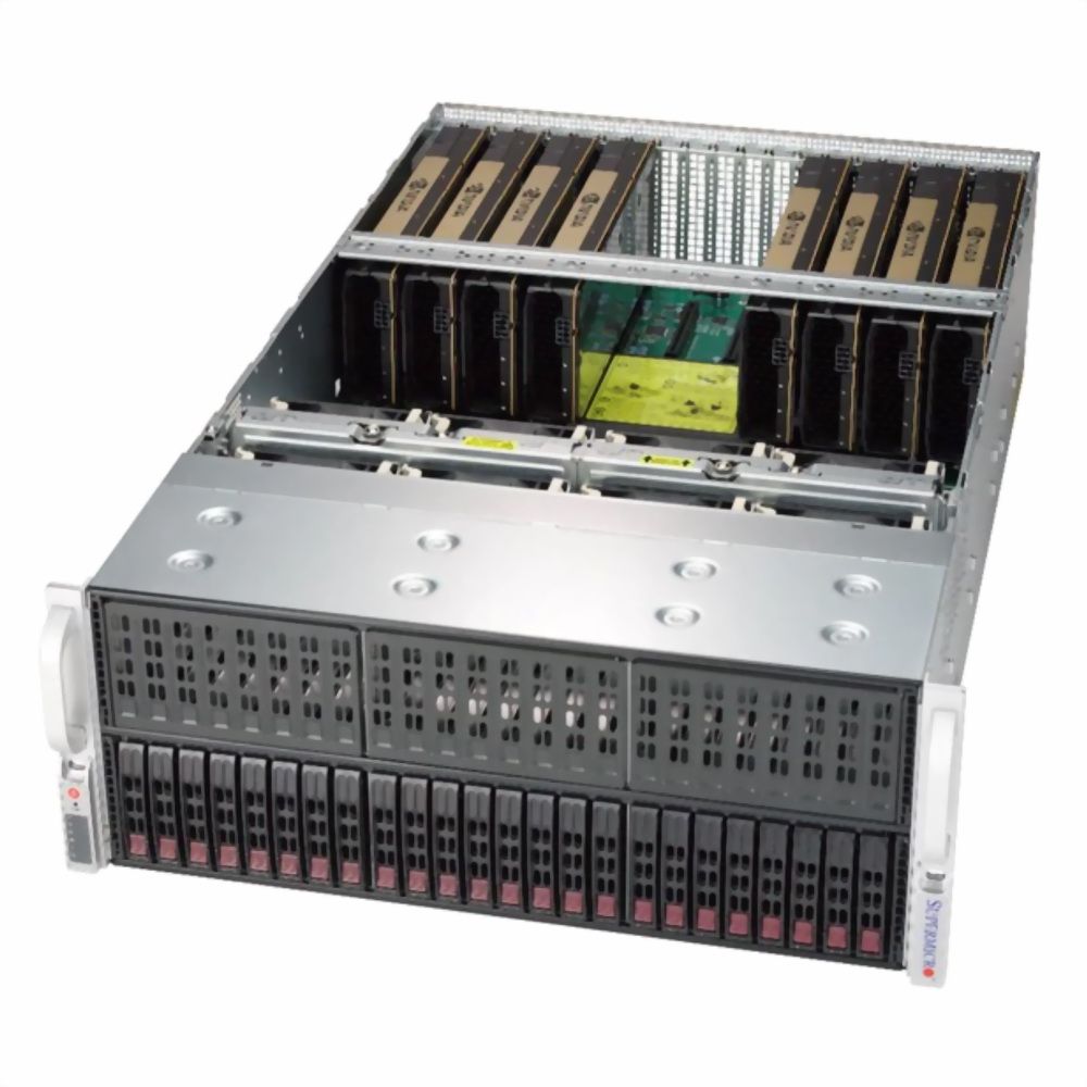 Платформа системного блока SuperMicro SYS-4029GP-TRT2 4U, 2x LGA3647, Intel C622, 24x DDR4, 24x 2.5" SAS/SATA, Single Root System/Dual Link, 2x 10GBase-T, 4x2000W