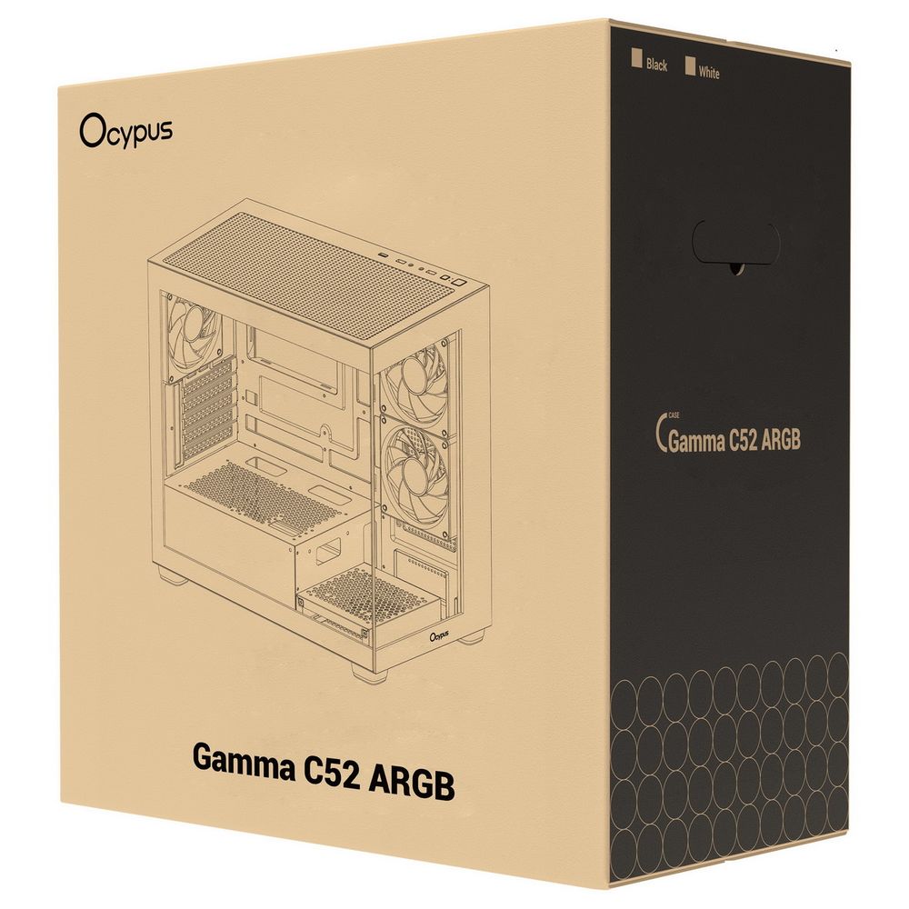 Корпус для ПК Case Ocypus Gamma C52 WH ARGB mATX / win / white / 3 ARGB fans / no PSU / Tempered Glass