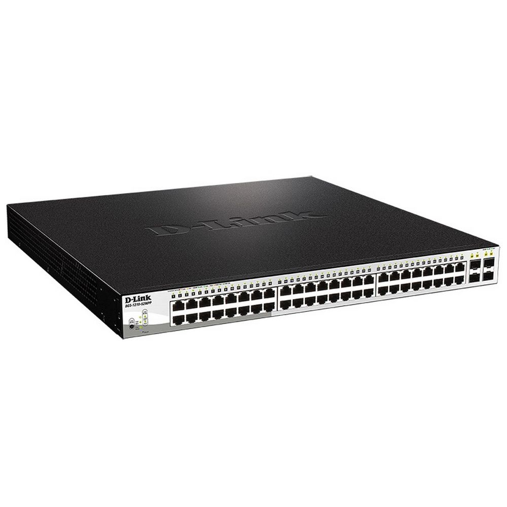 Коммутатор D-Link DGS-1210-52MPP/E2A, L2, 48×1GbE PoE, 4×SFP, 370Вт, 1U