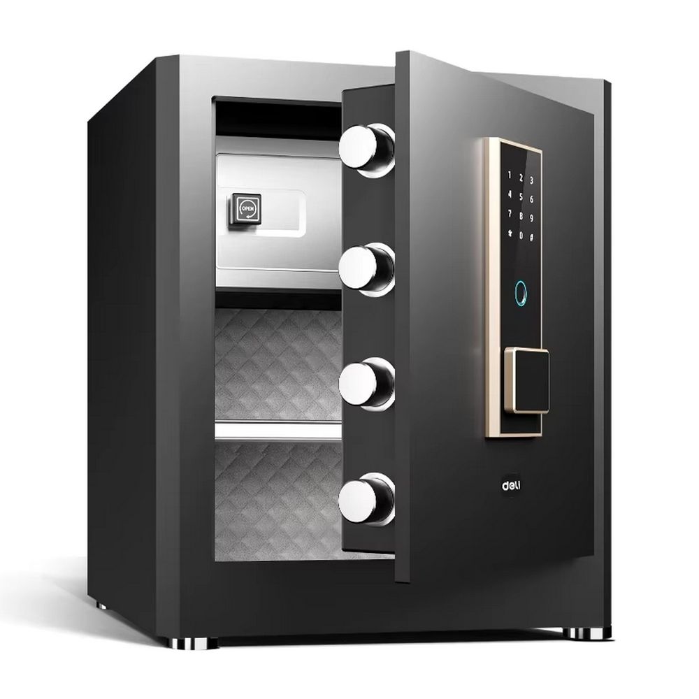 Сейф Deli ET595 380x 450x 320 мм, электронный/ключевой/биометрический, черный