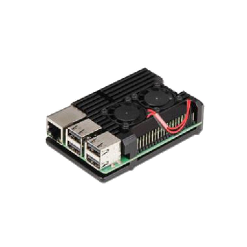 Корпус для одноплатного компьютера ACD Black Metal Aluminum Case with Double Fans for Raspberry Pi 4B (RA503)