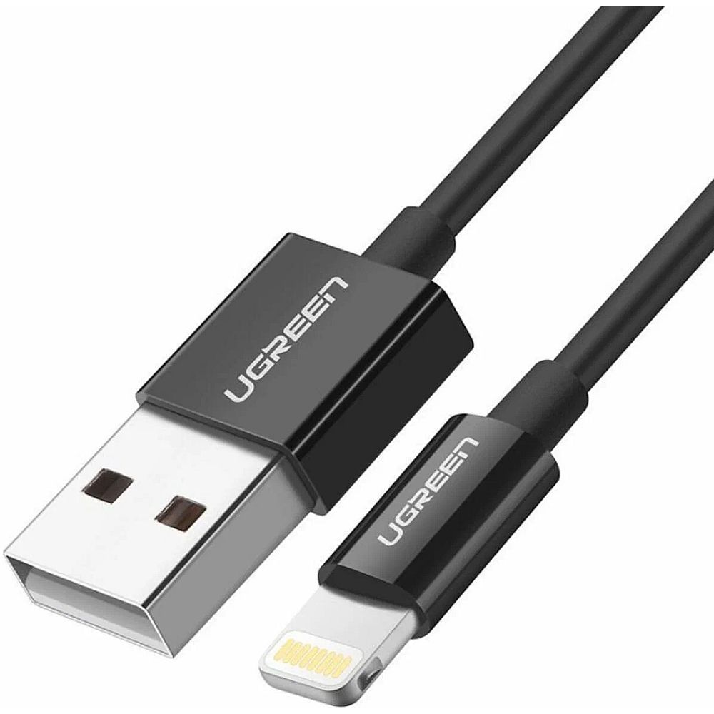 Кабель UGREEN US155 (80822) USB-A Male to Lightning Male Cable Nickel Plating ABS Shell.  Длина 1 м.