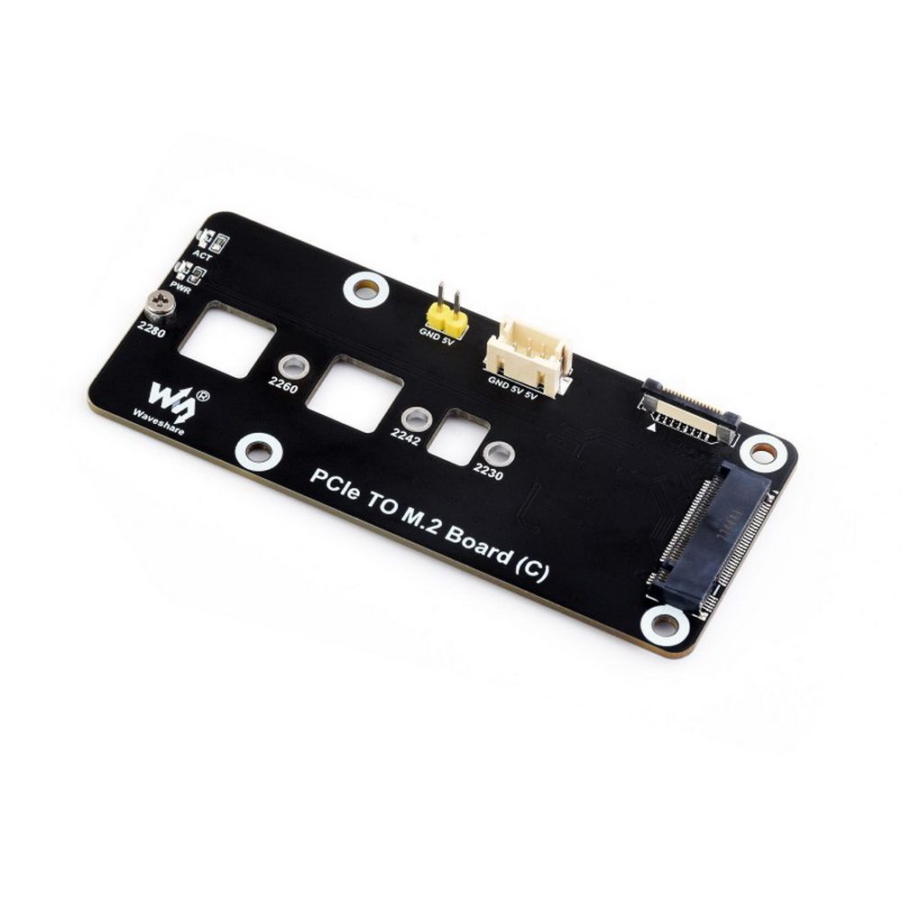 Плата интерфейсная ACD  Waveshare PCIe To M.2 Adapter Board (C) for Raspberry Pi 5 , Supports NVMe Protocol M.2 Solid State Drive, High-speed Reading/Writing