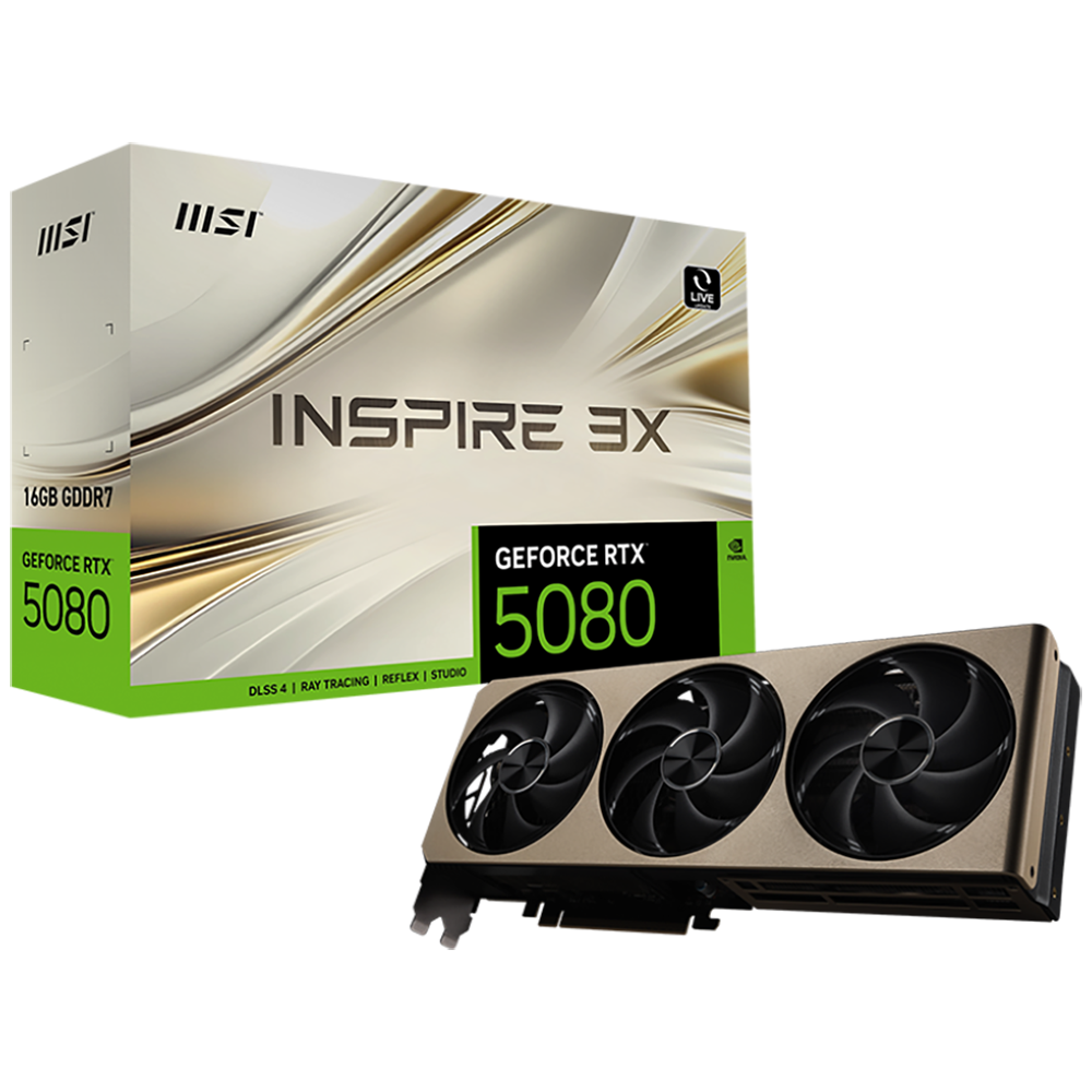 Видеокарта MSI RTX 5080 INSPIRE 3X 16Gb GDDR7 256bit 3xDP HDMI 3FAN RTL