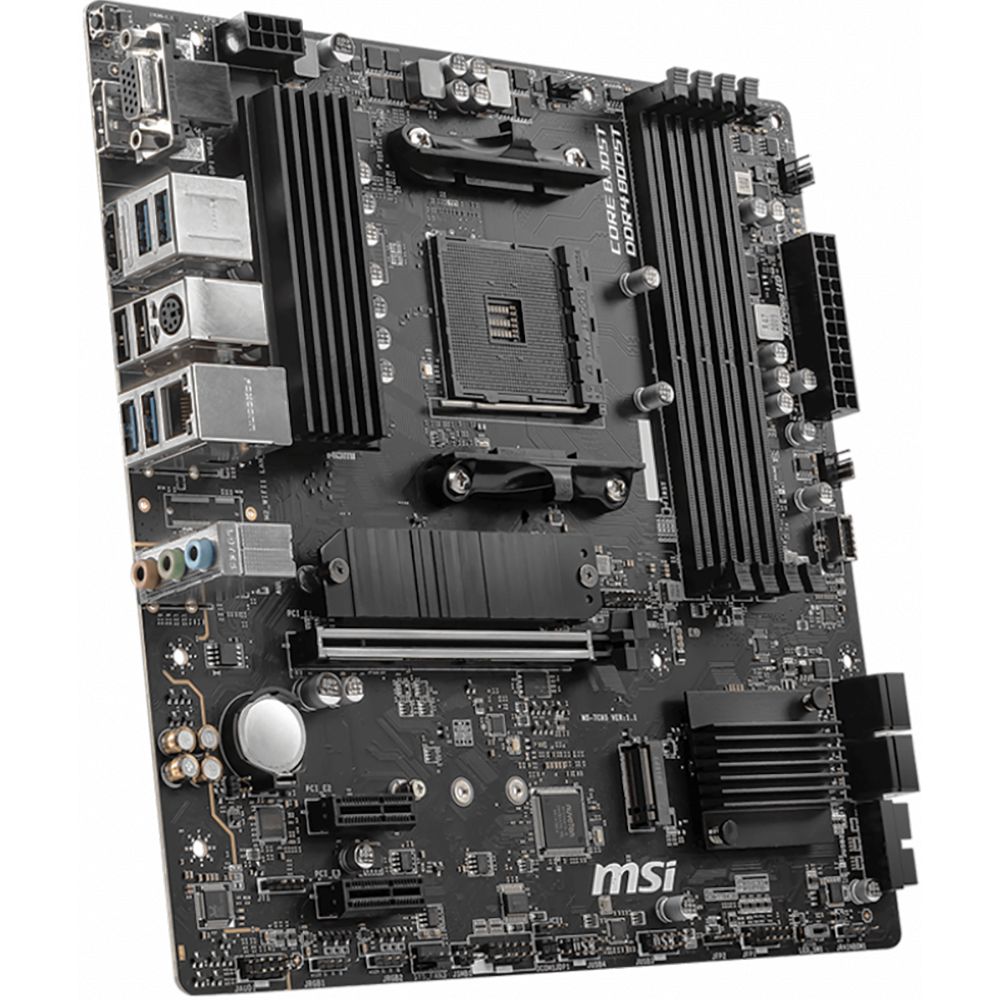 Материнская плата MSI B550M PRO-VDH B550, AM4, 4*DDR4, 1*PCIEx16, 2*PCIEx1, 2*M.2, 1*TypeC, , 6*USB3.2Gen1, 6*USB2.0, 4*SATA3.0, 1G, VGA, DP, HDMI, M-ATX, RTL