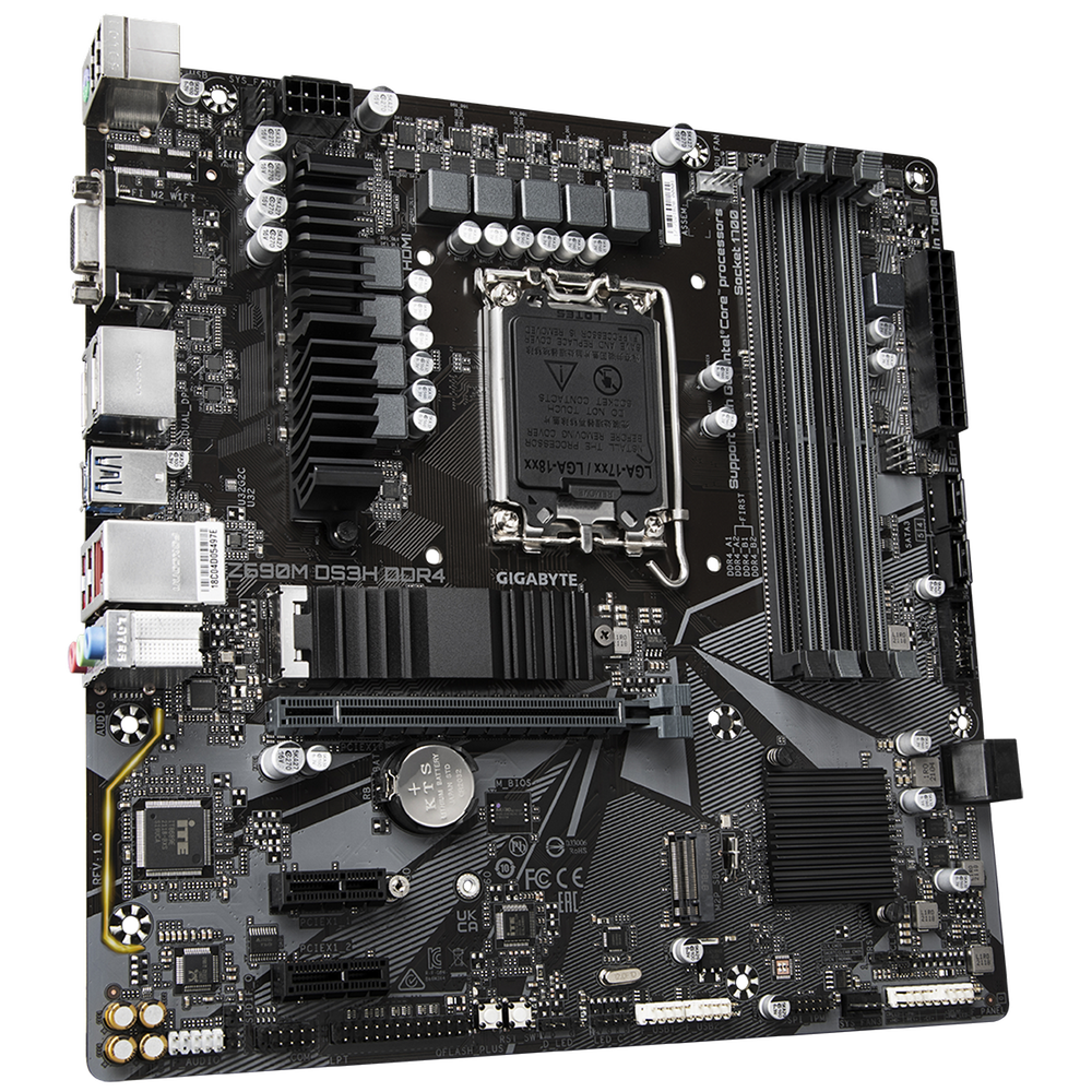Материнская плата Gigabyte OEM Z690M DS3H DDR4, Socket 1700, Intel®Z690, 4xDDR4-3200, D-SUB+HDMI+DP+DP, 1xPCI-Ex16, 2xPCI-Ex1, 4xSATA3(RAID 0/1/5/10), 2xM.2, 8Ch Audio, 2,5GbLan, (2+4)xUSB2.0, (3+2)xUSB3.2, (1+0)xUSB3.2 Type-C™, 1xPS/2, mATX, RTL (830625) oem