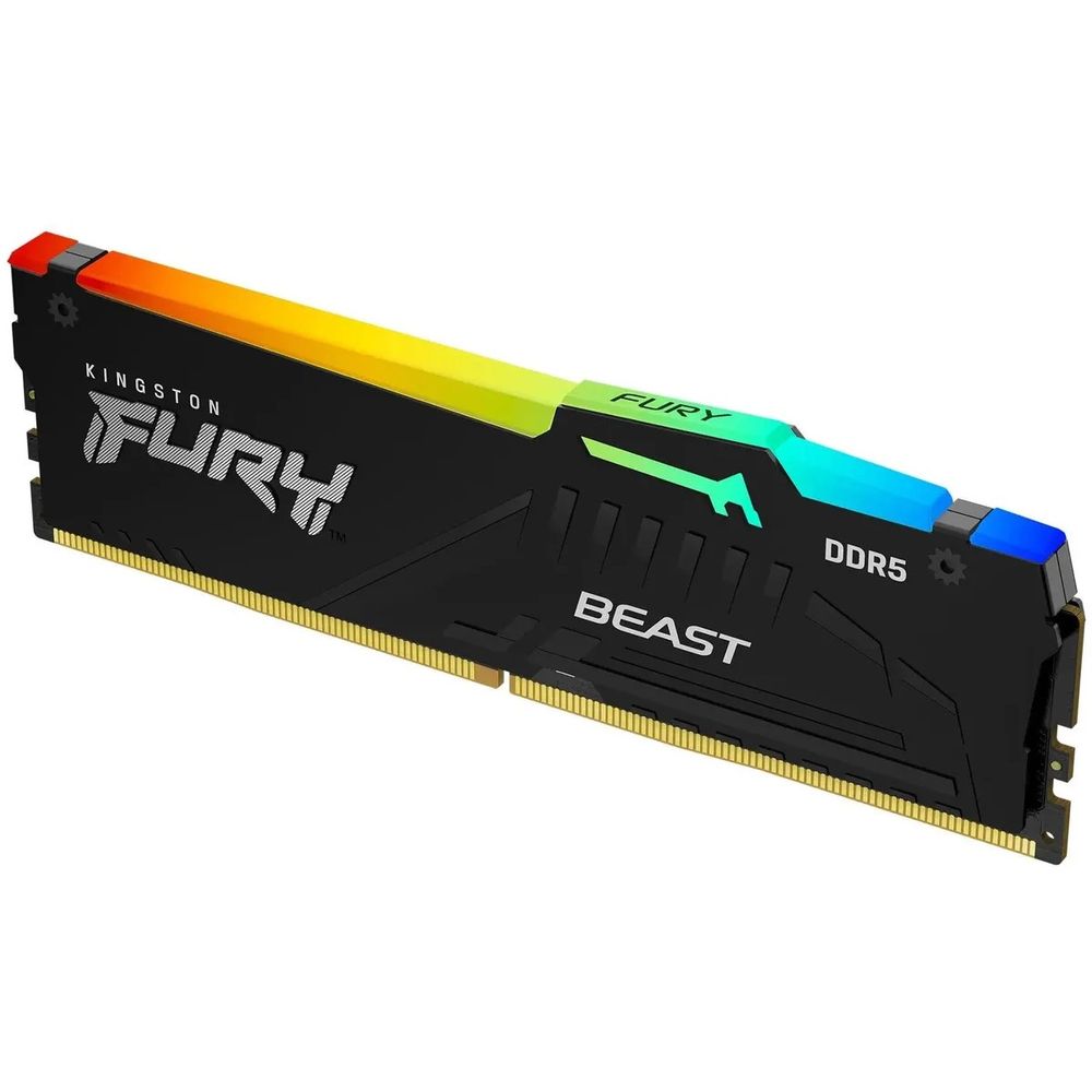Оперативная память Kingston Fury Beast, DDR5, 32Gb (1x32Gb), 6400MHz, CL32, DIMM, с радиатором, RGb, черный