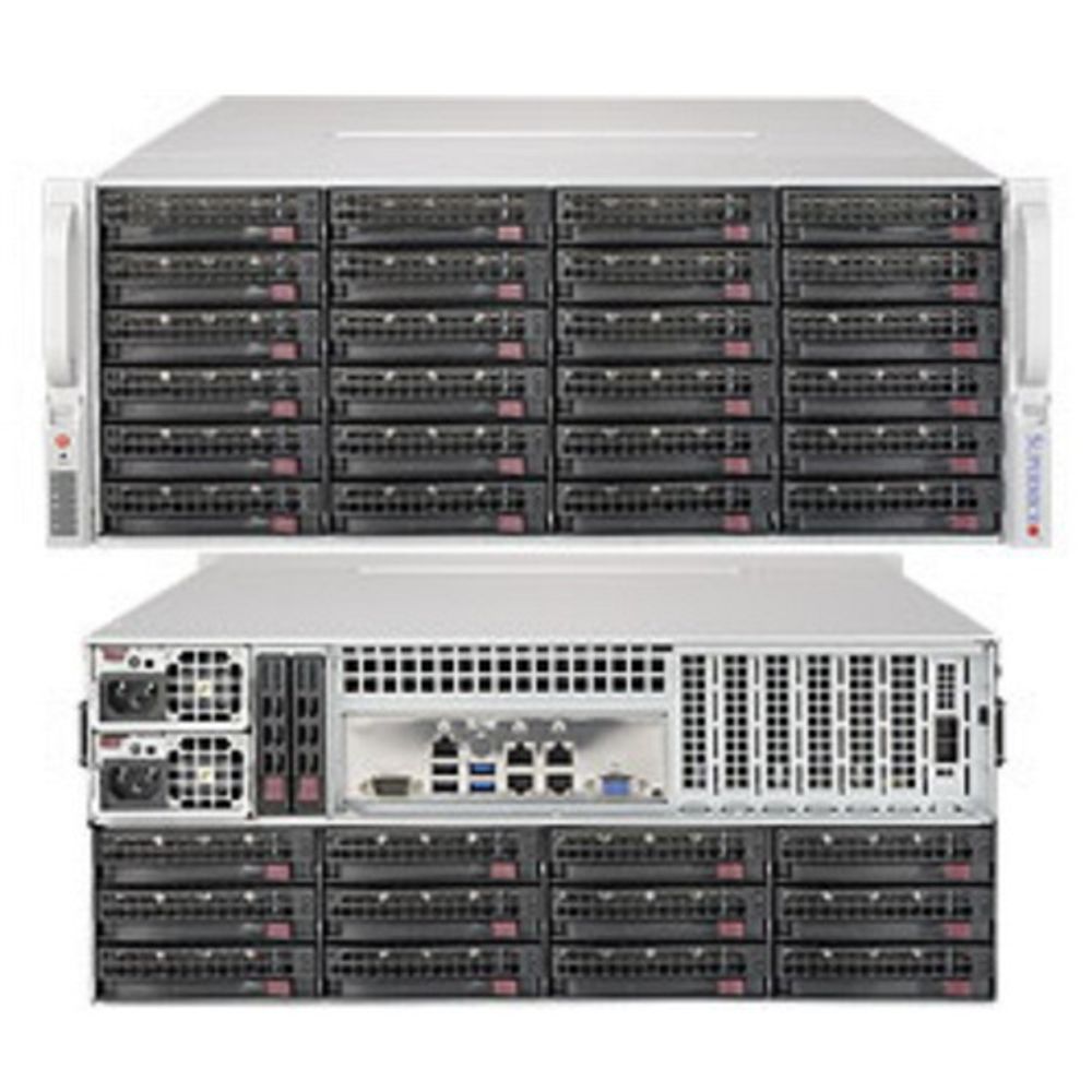 Платформа системного блока SuperMicro SSG-6049P-E1CR36L 4U, 2xLGA3647, 16xDDR4, 36x3.5 SAS/SATA, 2x2.5 SATA Rear, CSE-847BE1C4-R1K23LPB, X11DPH-T, SAS LSI3008, 2x10GBase-T, 3xPCIE x16 LP, 2xPCIEx8 LP (slot 2&3 occupied by SAS controller), 2x1200W