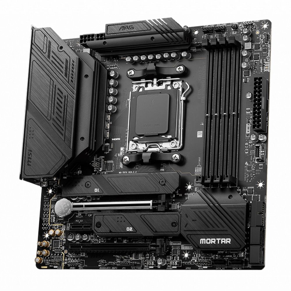 Материнская плата MSI MAG B650M MORTAR WIFI B650, AM5, 4*DDR5, 2*PCIEx16, 1*PCIEx1, 2*M.2, 2*TypeC, 3*USB3.2Gen2, 6*USB3.2Gen1, 4*USB2.0, 6*SATA3.0, 2.5G, DP, HDMI, M-ATX, RTL