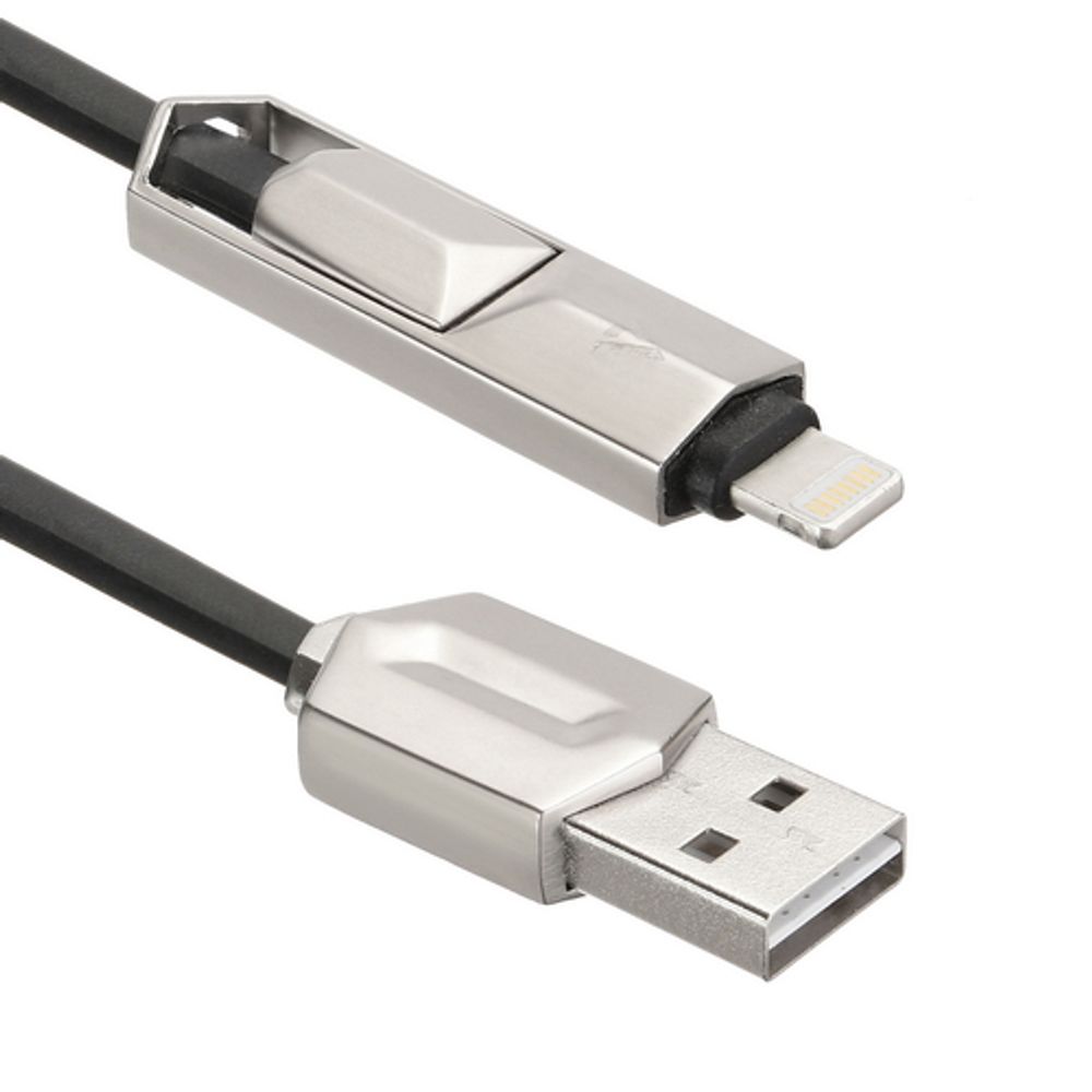 Кабели USB ACD USB кабель ACD-DUAL Lightning / MicroUSB ; USB-A 2в1, TPE, 1м, черный (ACD-U924-PMB)
