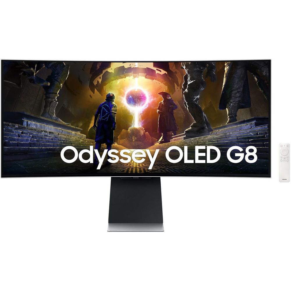Монитор 34" SAMSUNG S34DG852SI Odyssey OLED G8 Ultra WQHD Smart Curved OLED, 3440x1440, 175Hz, 0,03ms, 250сd/m, 1000000:1, HDR10 | 2xHDMI(2.1), DP(1.4), 2xUSB3.0 | HAS, ExPSU, Speakers, Vesa 100, Silver/Black