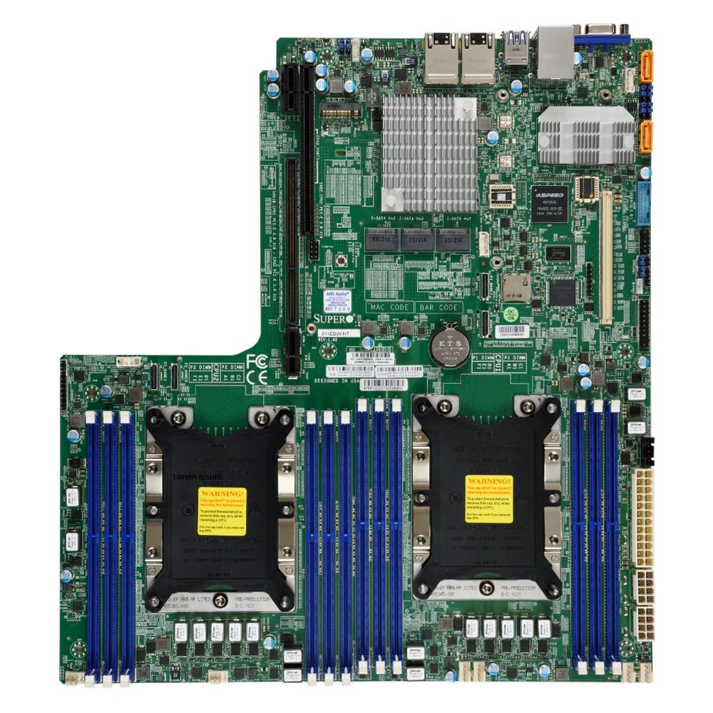 Материнская плата SuperMicro MBD-X11DDW-L-O Proprietary WIO (12.3" x 13.4") LGA 3647 Up to 1.5TB 3DS ECC RDIMM Intel® C621 controller for 14 SATA3 (6 Gbps) ports 6 USB 3.0 ports 1 VGA port (262649)