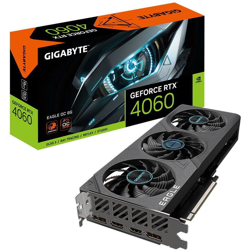 Видеокарта Gigabyte GV-N4060EAGLE OC-8GD 8192Mb 128 PCI-E 4.0 GDDR6 2580/18000 HDMIx2 DPx2 HDCP Ret