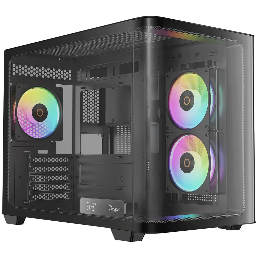 Корпус для ПК Ocypus Iota-C50-BKD300CD-GL Case Iota C50 BK Curve ARGB Digital mATX /win /black / 3 ARGB fans/ no PSU / Tempered Glass