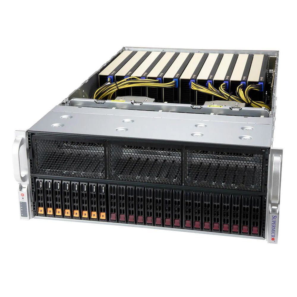 Платформа системного блока SuperMicro SYS-420GP-TNR 4U, 10x Dual Slot GPU, 2xLGA4189 up to 270W, 32xDDR4 3200, 16x2.5" SAS/SATA, 8x2.5" SAS/SATA/NVME, 10xPCIE x16 for GPU, 1xPCIE x16, 1xAIOM OCP 3, 2x1000Base-T, 4x2000W