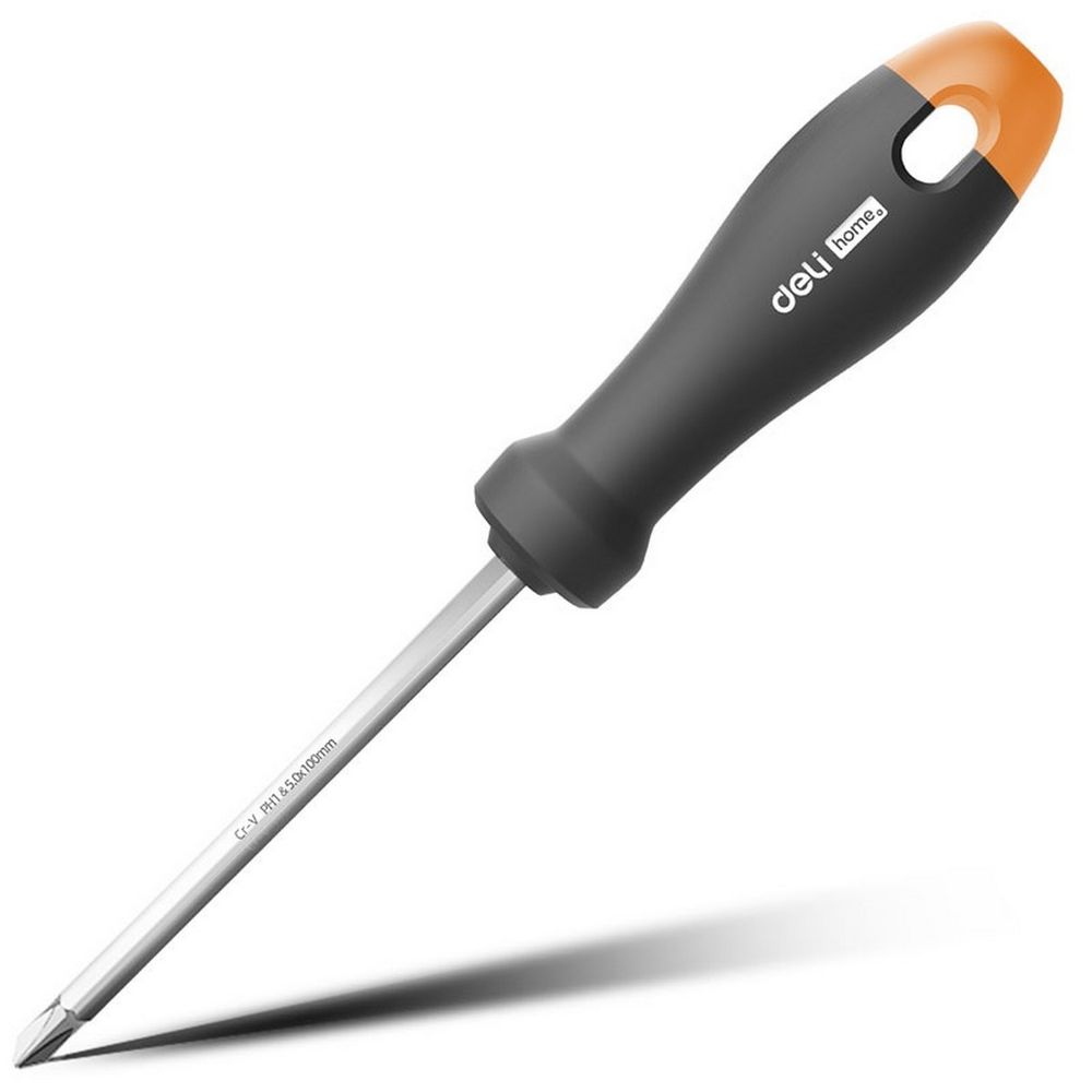 Двухсторонняя отвертка "Home Series Gray" Deli HT1055C SL5+PH1, Bad Pack  длина жала 100мм, эксклюзивный дизайн, рукоятка из высококачественного софттач пластика
