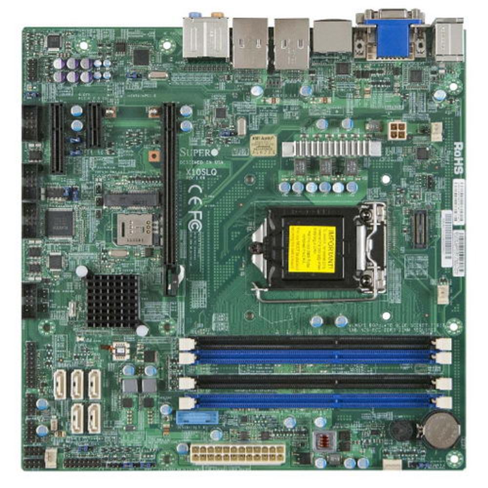 Материнская плата SuperMicro MBD-X10SLQ-O, RTL {5/10} mATX ntel® 4th Gen Core i7/i5/i3, Pentium, Celeron processors LGA 1150 4xDIMM (up to 32GB) 1x PCI-E 3.0 x8 (in x16) 1x PCI-E 2.0 x4 1x PCI-E 2.0 x1