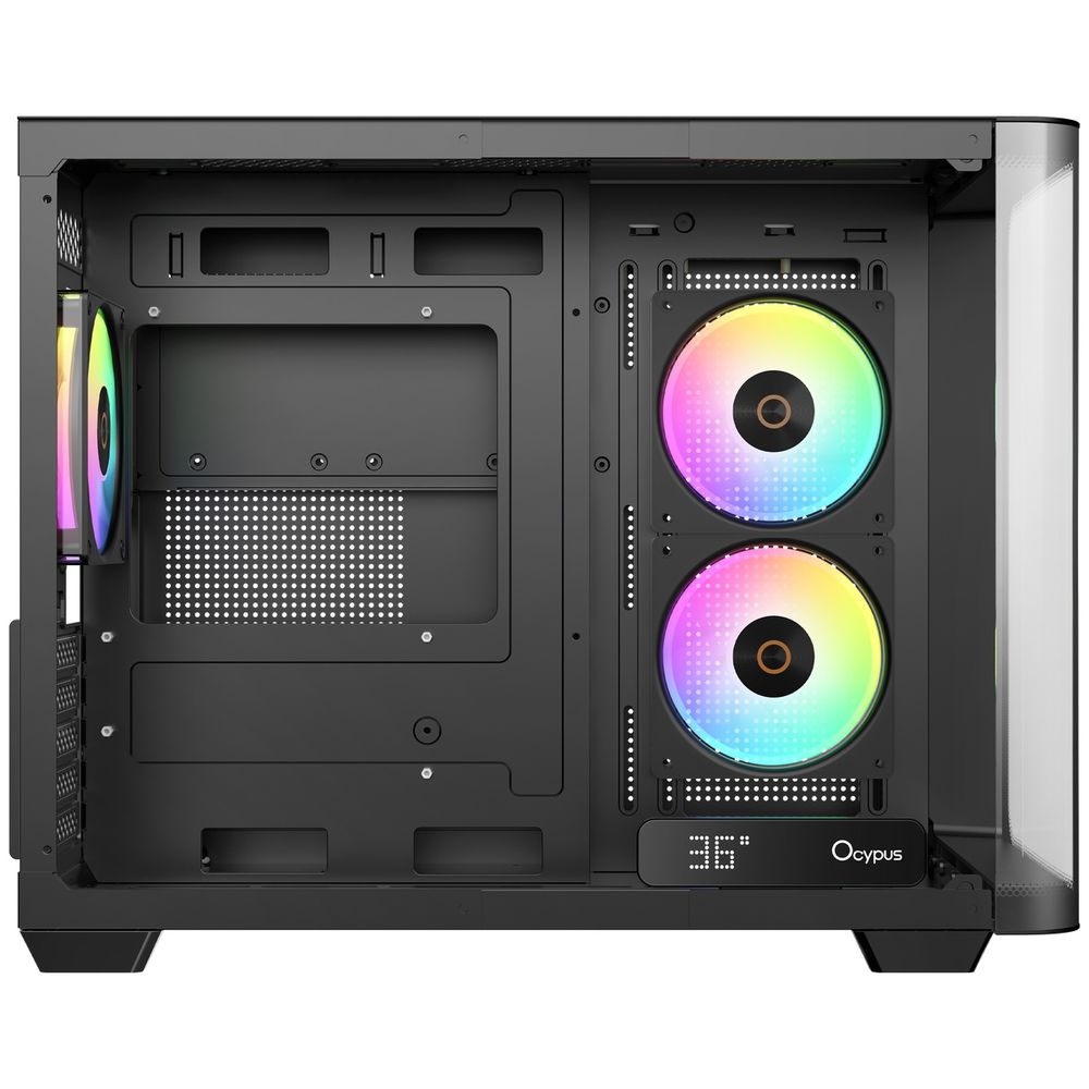 Корпус для ПК Ocypus Iota-C50-BKD300CD-GL Case Iota C50 BK Curve ARGB Digital mATX /win /black / 3 ARGB fans/ no PSU / Tempered Glass
