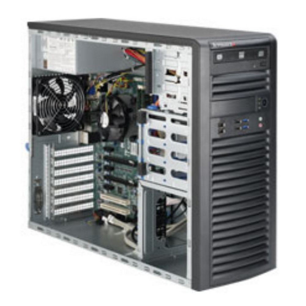 Платформа системного блока SuperMicro SYS-5038A-IL Super Workstation (X10SAE-732D4F-500) Mid-Tower SC732D4F-500B X10SAE LGA1150 4xDDR3 6xSATA3 2xSATA3 8xSATA3 6xUSB3.0 10xUSB2.0 7.1 HD Jacks