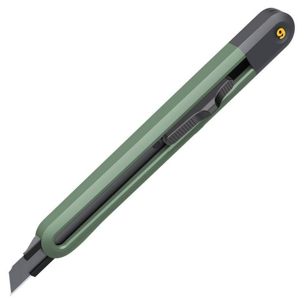 Технический нож "Home Series Green" Deli HT4009L  ширина лезвия 9мм, эксклюзивный дизайн, корпус из высококачественного софттач пластика