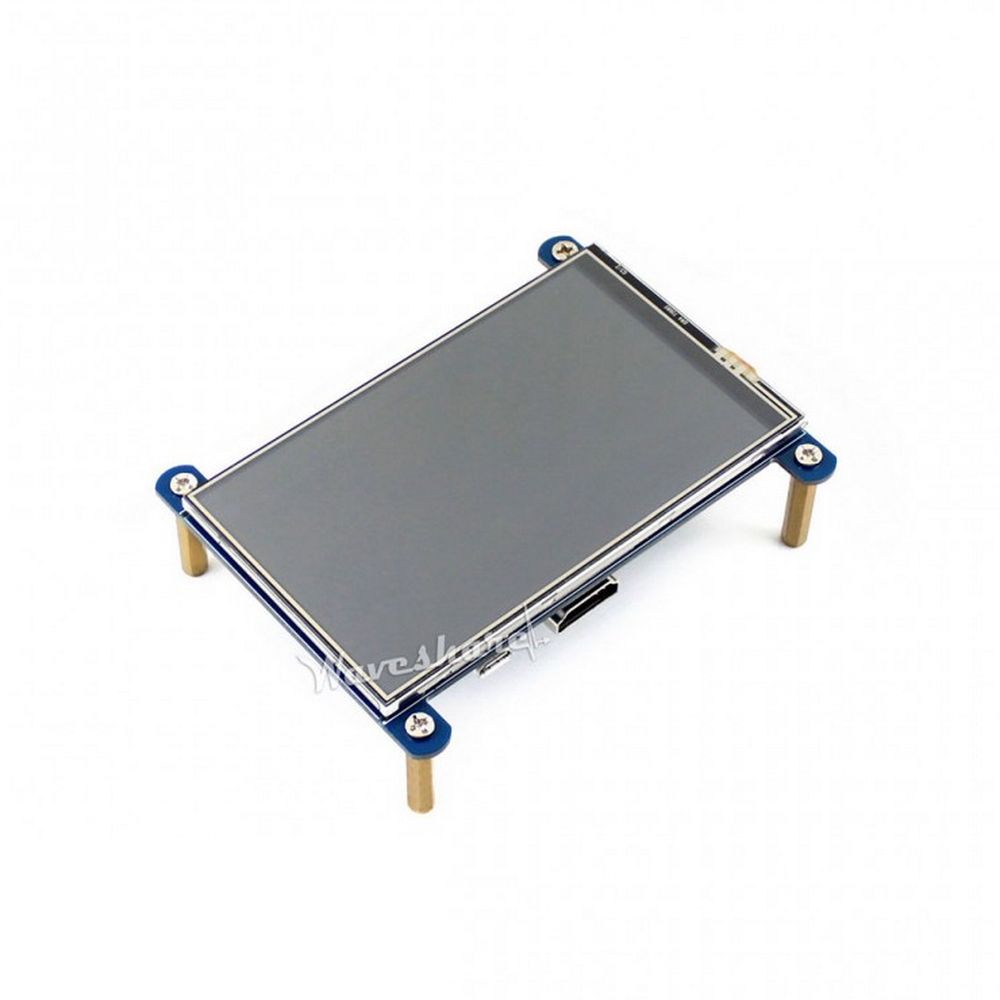 Цветной жидкокристаллический модуль с дисплеем (LCD) ACD Waveshare 4"; резистивный сенсорный дисплей без корпуса, 800x480 IPS матрица, вход HDMI, питание по USB, для Raspberry Pi 3 (WS12030)
