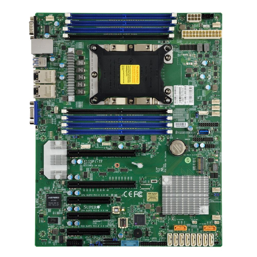 Материнская плата SuperMicro SuperMicro MBD-X11SPI-TF-O ATX LGA3647 8xDDR4 10xSATA3 5xUSB3.0 6xUSB2.0 VGA D-Sub 2xPCI-E3.0x16 2xPCI-E3.0x8, 1xPCI-E3.0x4 RTL (265350)