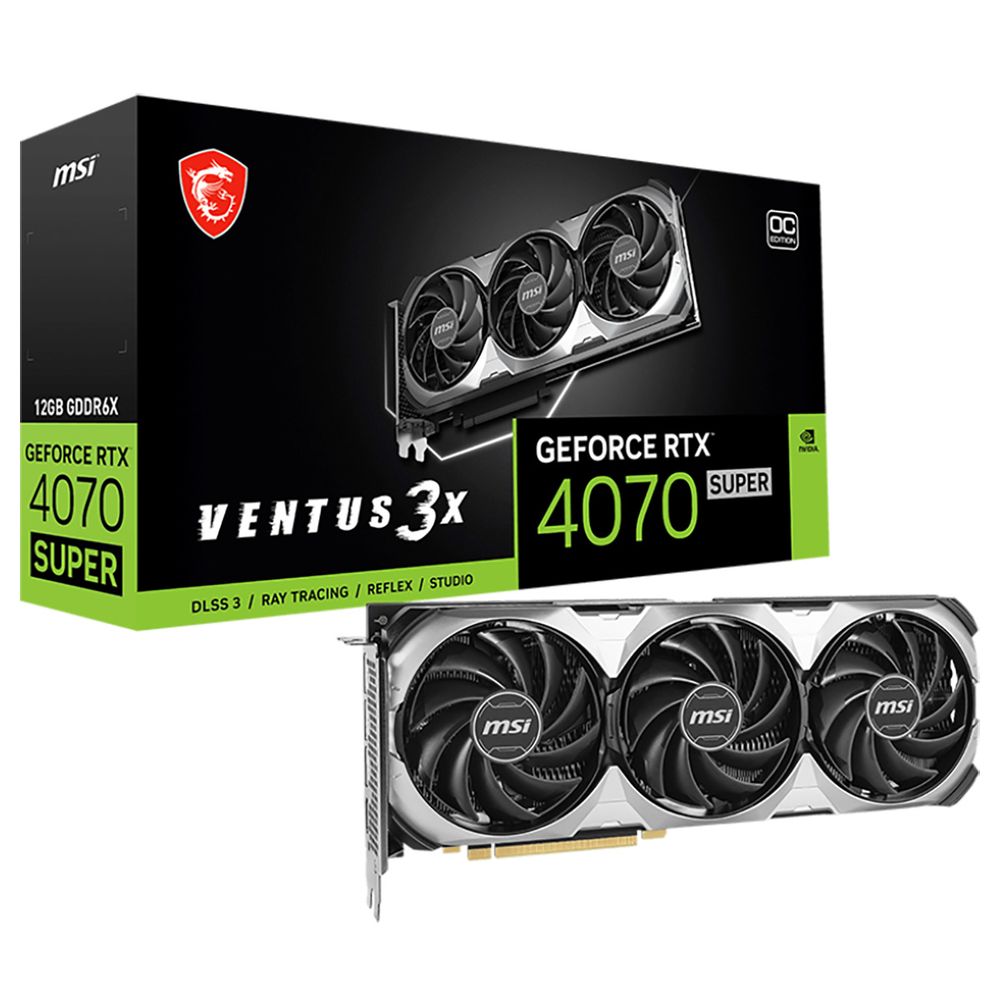 Видеокарта MSI RTX4070 SUPER 12G VENTUS 3X OC NV RTX4070 Super 12Gb PCI-E4.0 192bit GDDR6X 2610/21