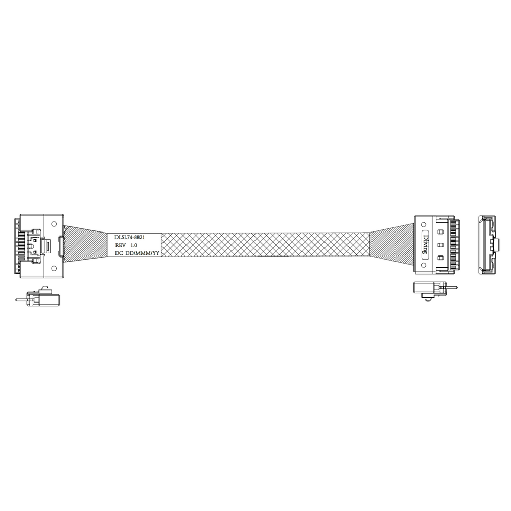 Кабель DiliVing DLSL74-8821 Slimline SASx8 (SFF8654)  -to- Slimline SASx8 (SFF8654) , 85ohm, PCIe Gen4, 100CM