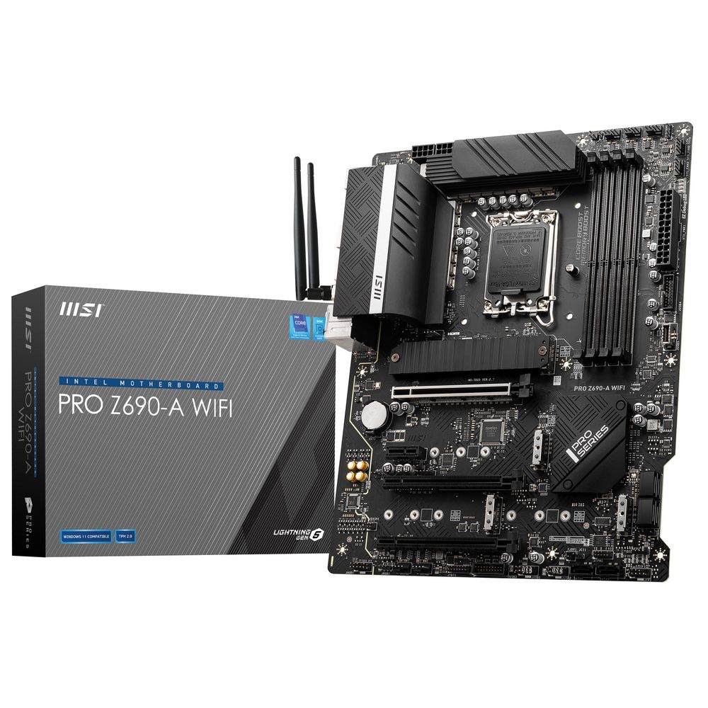 Материнская плата MSI PRO Z690-A WIFI MS-7D25\PRO Z690-A WIFI\601-7D25-05S,20\801-7D25-003\STD PRO Z690-A WIFI, Z690, LGA1700,4DDR5,3PCI-Ex16,1PCI-Ex1,4M.2 ,1USB3.2 Gen2 X2, 6USB3.2 Gen\,(911-7D25-17S), RTL {10} (886592)