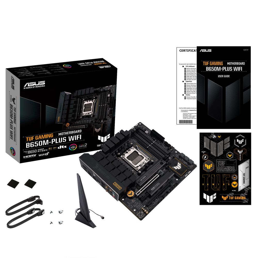 Материнская плата ASUS TUF GAMING B650M-PLUS WIFI AM5 mATX 4xDDR5 2xPCIEx16 PCIEx1 2xM.2 USB-C DP HDMI 2.5GLAN Wi-Fi 6 (90MB1BF0-M0EAY0) (912118)