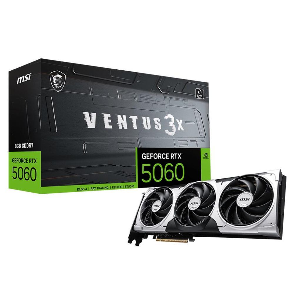 Видеокарта MSI PCI-E 5.0 RTX 5060 8G VENTUS 3X NVIDIA GeForce RTX 5060 8Gb 128bit GDDR6 2602/28000 HDMIx1 DPx3 HDCP Ret