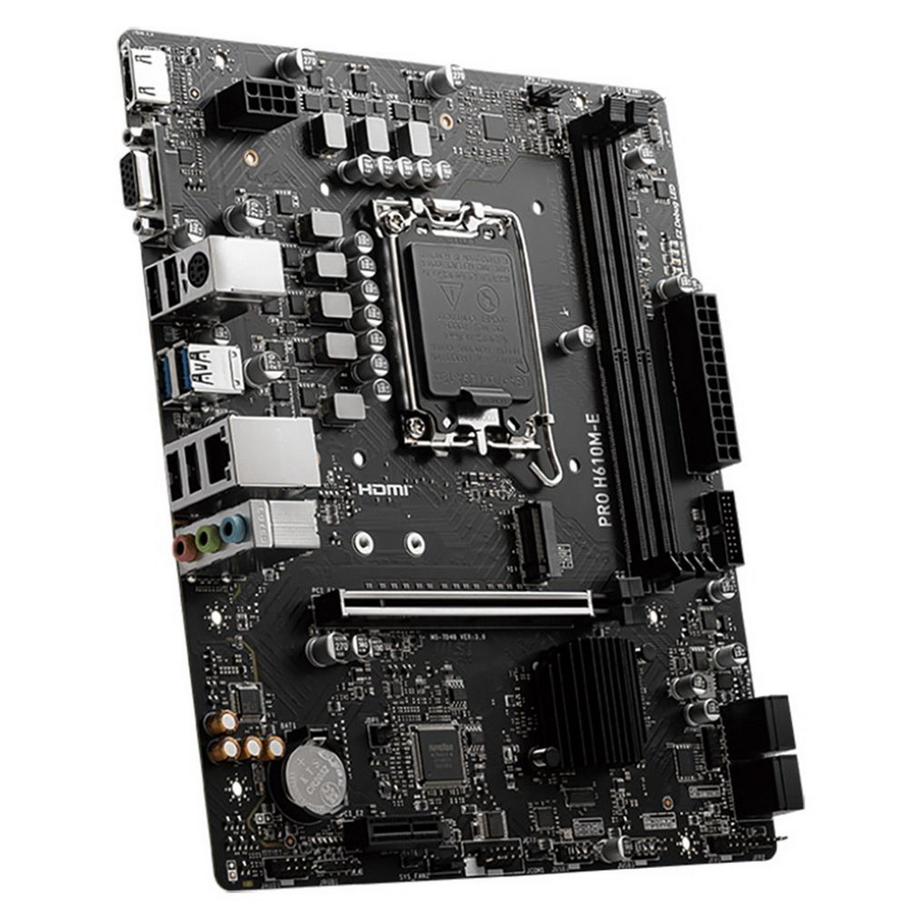 Материнская плата MSI PRO H610M-E H610, LGA1700, 2*DDR5, 1*PCIEx16, 1*PCIEx1, 1*M.2, 4*USB3.2Gen1, 4*USB2.0, 4*SATA3.0, 1G, VGA, HDMI, M-ATX, RTL