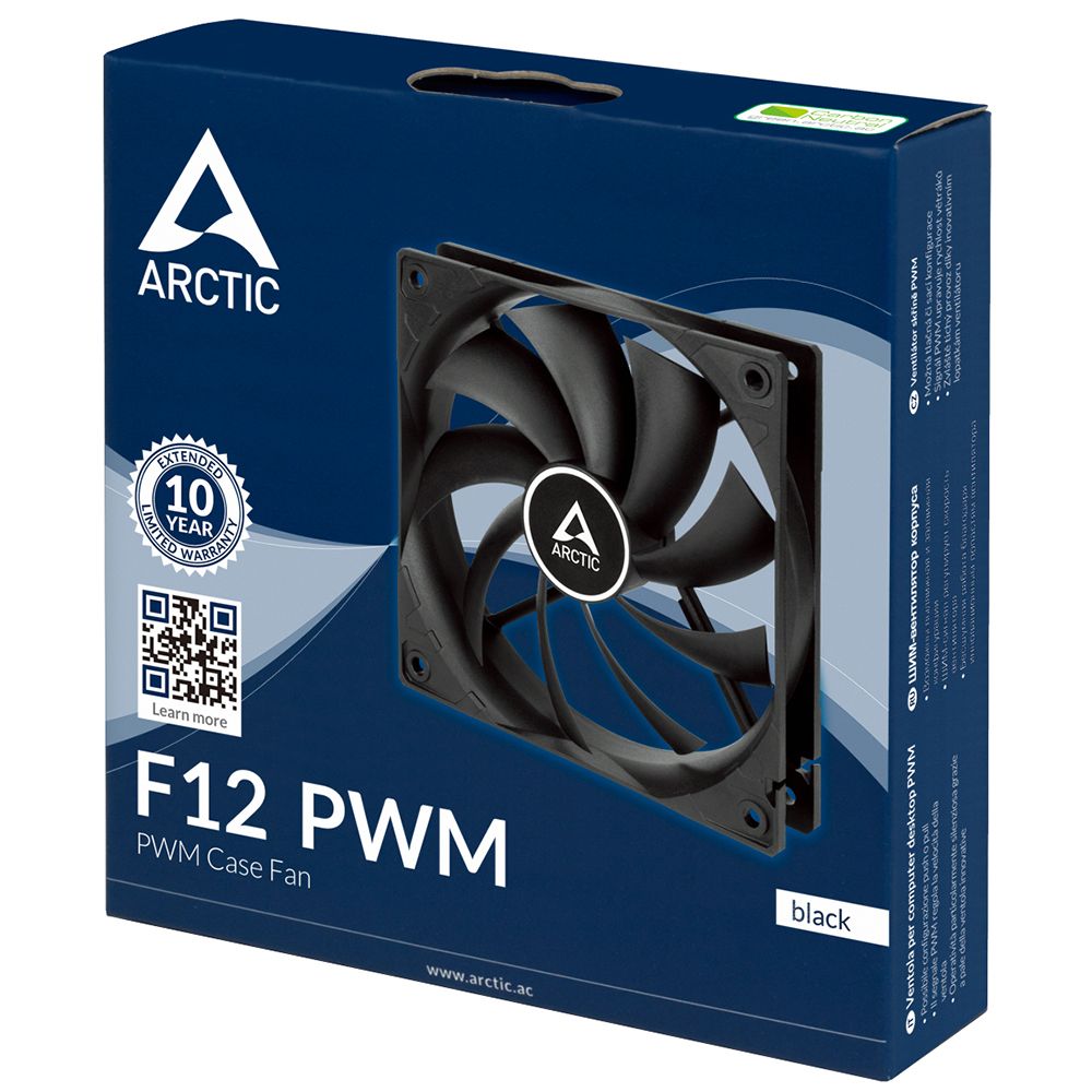Вентилятор для корпуса Arctic Cooling F12 PWM PST 120х120x25 черный 4-pin 22.5дБ (ACFAN00200A) Ret