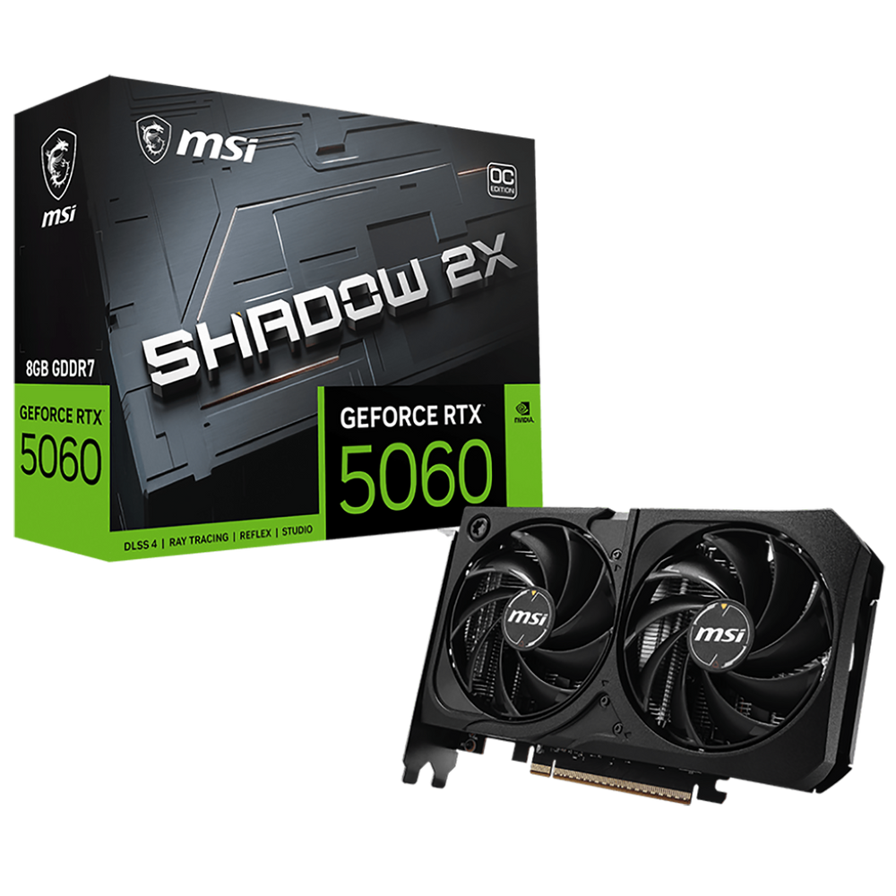 Видеокарта MSI RTX5060 SHADOW 2X OC MAX 8GB GDDR7 128bit 3xDP HDMI 2FAN RTL Bad Pack