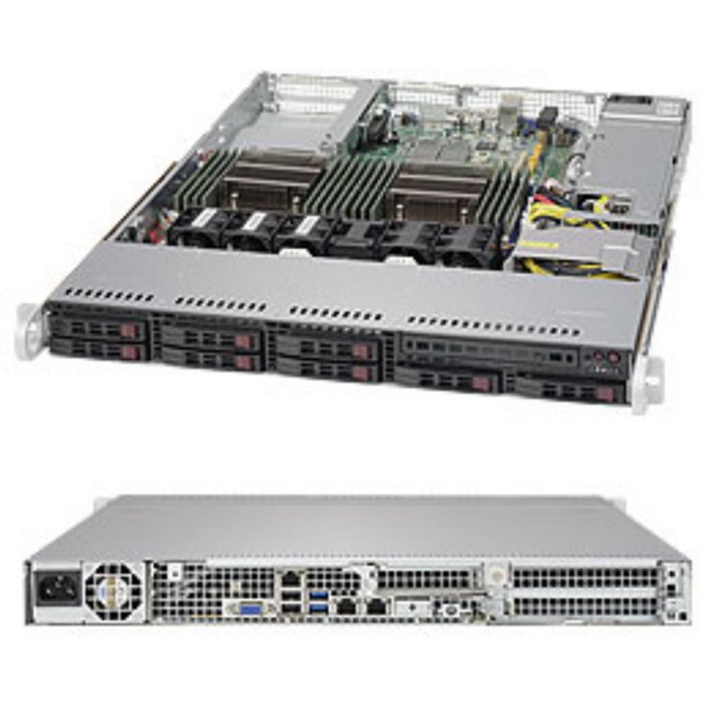 Платформа системного блока SuperMicro SYS-1028R-TDW X10DDW-i, CSE-113TQ-600WB 1U Rackmount SC113TQ-600WB X10DDW-i LGA 2011 16x 288-pin DDR4 DIMM slots 8x SATA3 I-SATA 4 & I-SATA 5 support SATA DOM 3x USB 3.0 ports 4x USB 2.0 ports 1x VGA port x PCI-E 3.0 x16 slots 2x PCI-E 3.0 x