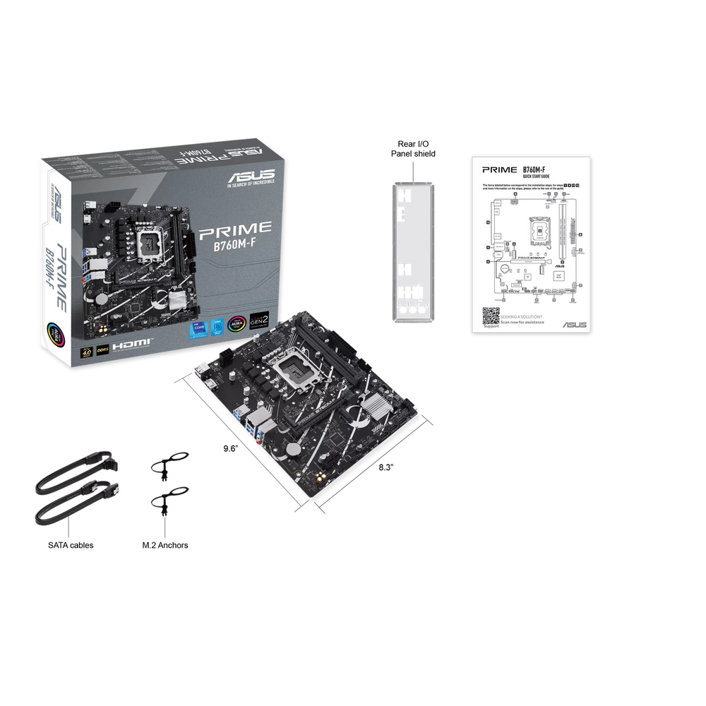 Материнская плата ASUS PRIME B760M-F LGA1700 mATX 2xDDR5 PCIEx16 PCIEx1 2xM.2 HDMI GLAN
