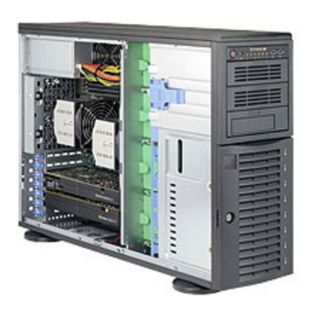 Платформа системного блока SuperMicro SYS-7048A-T, X10DAi, 743TQ-1200B-SQ 4U Rackmountable /Tower SC743TQ-1200B-SQ X10DAi LGA 2011 10 SATA3 6 USB 3.0 ports 5 USB 2.0 ports 7.1 HD Audio with optical S/PDIF